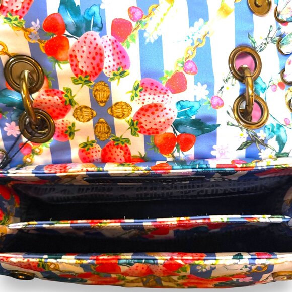 Kurt Geiger Kensington Bag Blue Stripe Strawberry Satin Scarf Shoulder Bag - NEW - Picture 8 of 11
